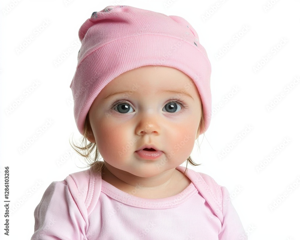 Adorable Baby Girl in Pink Hat, Close-up Portrait, Headshot, Soft Focus, Infant, Cute Baby photography, portrait photography Adorable Baby Girl in Pink Hat, Close-up Portrait, Headshot, Soft Focus, Infant, Cute Baby photography, portrait photography