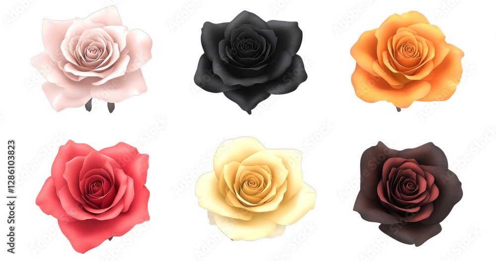 Colorful variety of roses displayed in elegant arrangement Colorful variety of roses displayed in elegant arrangement