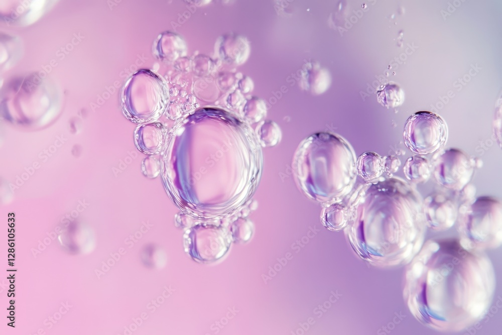 Elegant bubbles float gracefully within a soft purple hue, reflecting light and creating enchanting patterns in the air. Generative AI Elegant bubbles float gracefully within a soft purple hue, reflecting light and creating enchanting patterns in the air. Generative AI