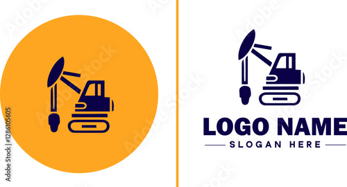 Industrial Equipment icon Machinery Industrial tools Manufacturing equipment flat logo sign symbol editable vector