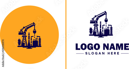 Industrial Equipment icon Machinery Industrial tools Manufacturing equipment flat logo sign symbol editable vector