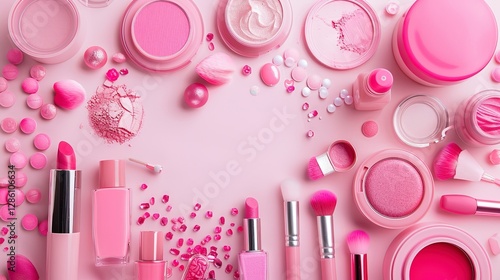 Fashion and Beauty Background Featuring Stylish Clothing and Makeup Products, Chic and Trendy, Ideal for WeChat Articles or Business PPTs