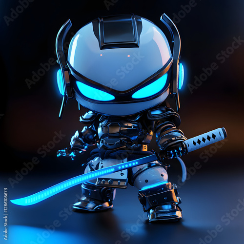 Cool Futuristic Robot Samurai with Lightsaber