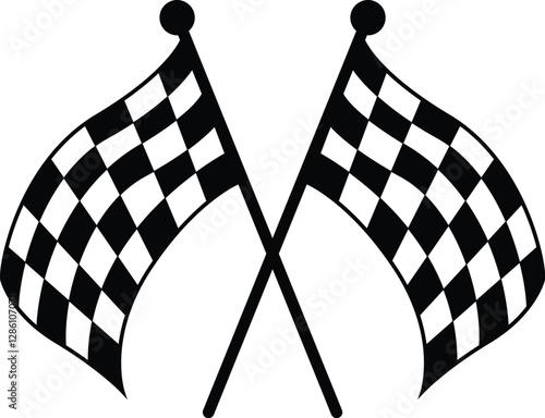 crossed checkered flag racing flag NASCAR racing flag sports finish line flag eps vector file