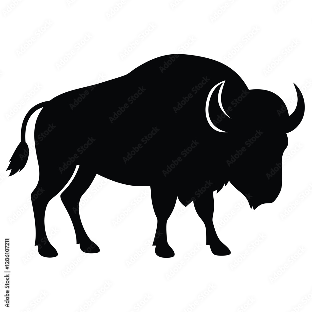 Buffalo Silhouette Art Icon with Dynamic Outline Buffalo Silhouette Art Icon with Dynamic Outline