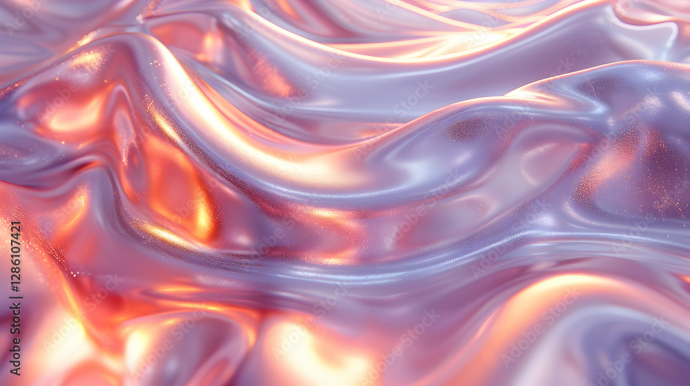 Fototapeta premium Abstract Background - Iridescent Flowing Fabric with Golden Light