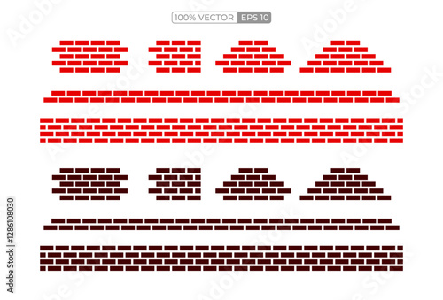 set of Red brick wall texture logo vector design