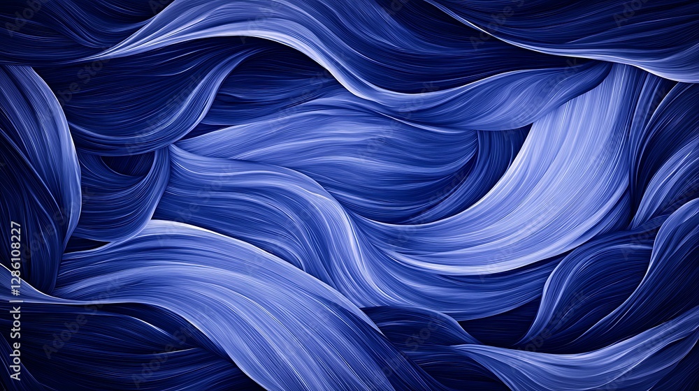 Obraz premium Abstract Deep Blue Swirling Fabric Digital Painting AI Generated