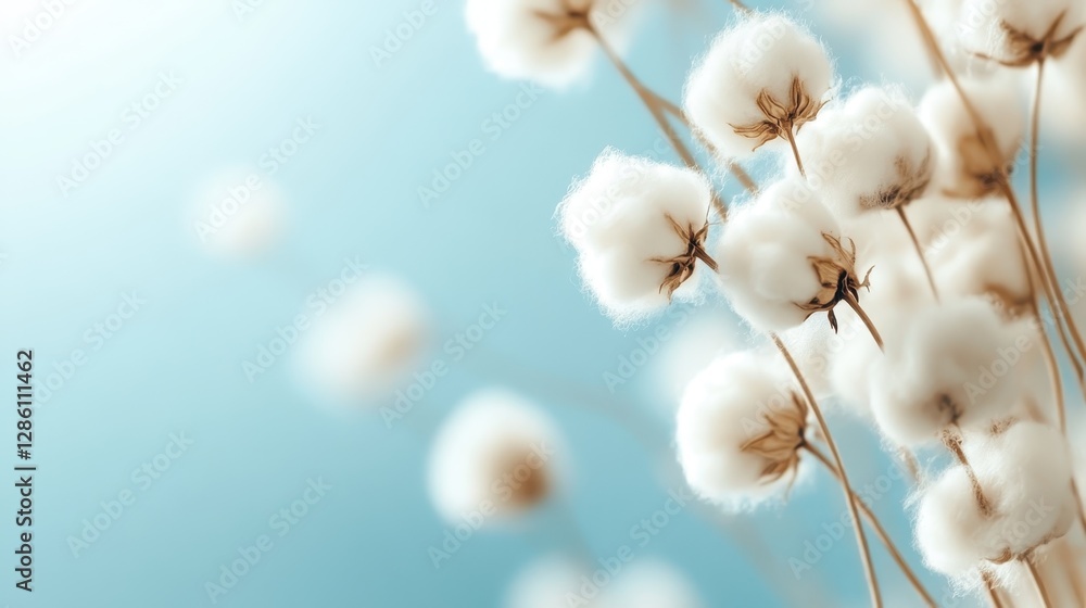 The cotton plant blossoms are beautifully captured in a soft focus, highlighting their natural beauty and purity, perfect for representing organic life and gentle aesthetics. The cotton plant blossoms are beautifully captured in a soft focus, highlighting their natural beauty and purity, perfect for representing organic life and gentle aesthetics.