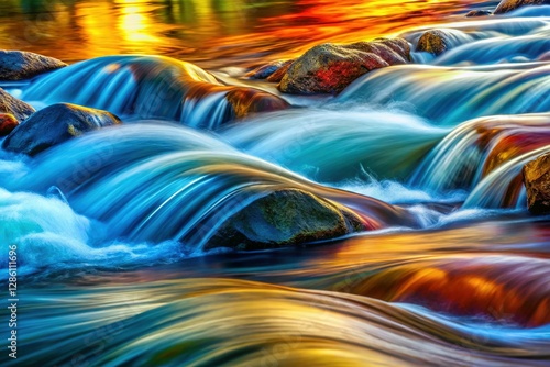 Serene Water Flow: Close-Up Abstract Fluid Dynamics
