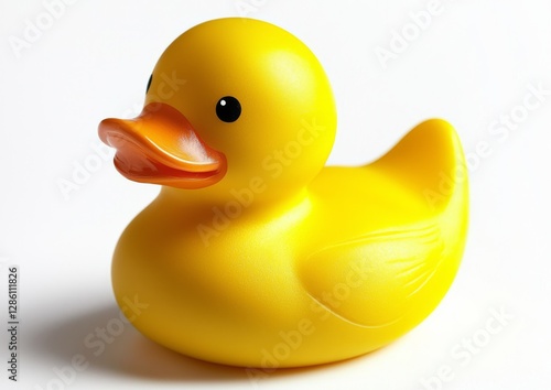 Yellow Rubber Duck Simple Composition, Minimalist Photography, Childhood Toy Concept, Rubber Duck Toy Photography, Yellow Plastic Toy Rubber duck, Toy photography