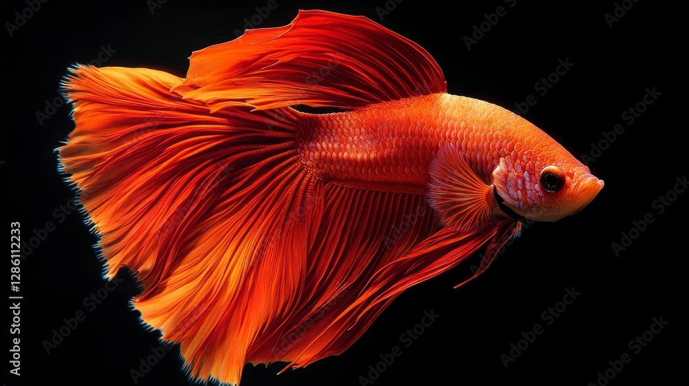 Fototapeta premium Vibrant Orange Betta Fish Aquatic Life Macro Photography