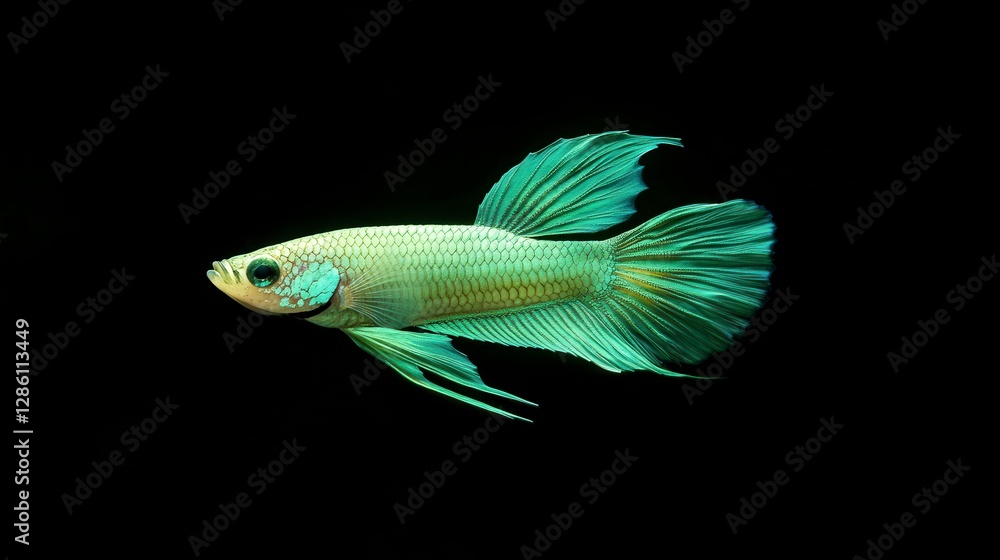 Fototapeta premium Elegant Green Betta Fish Aquatic Life Tropical Fish