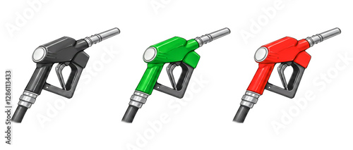 Three Different Types of Fuel Dispenser Pump Illustration photo