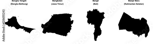 Bangka Tengah, Bangkalan, Bangli, Banjar Baru outline maps