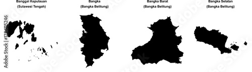 Banggai Kepulauan, Bangka, Bangka Barat, Bangka Selatan outline maps