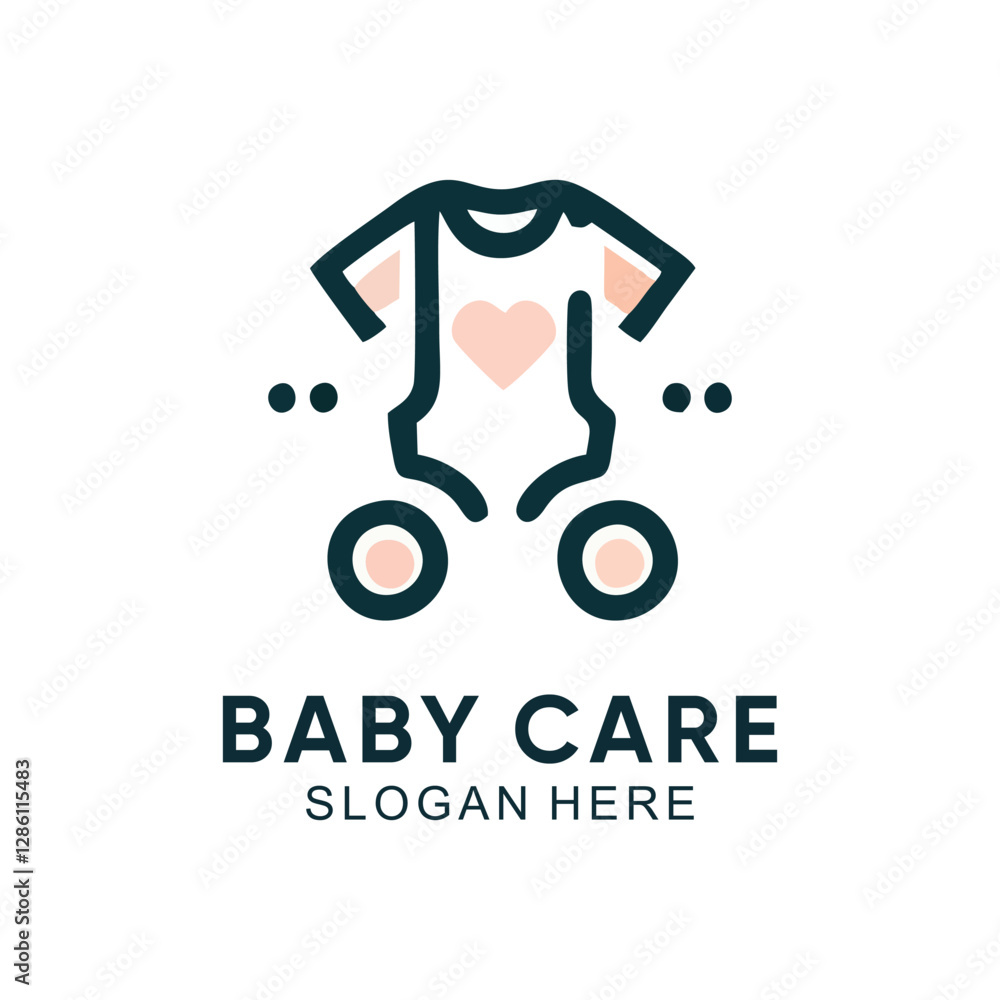 Baby care logo with minimalist design premium vector Baby care logo with minimalist design premium vector