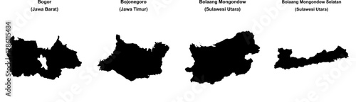 Bogor, Bojonegoro, Bolaang Mongondow, Bolaang Mongondow Selatan outline maps