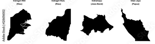 Indragiri Hilir, Indragiri Hulu, Indramayu, Intan Jaya outline maps