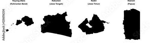 Kayong Utara, Kebumen, Kediri, Keerom outline maps