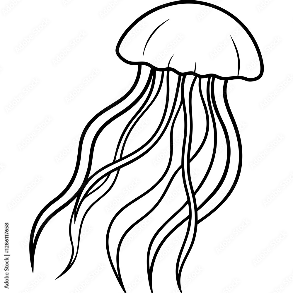 Single-Line Jellyfish Vector Design Single-Line Jellyfish Vector Design