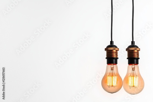 4. Warmly lit black hanging lamp in isolation on a white background