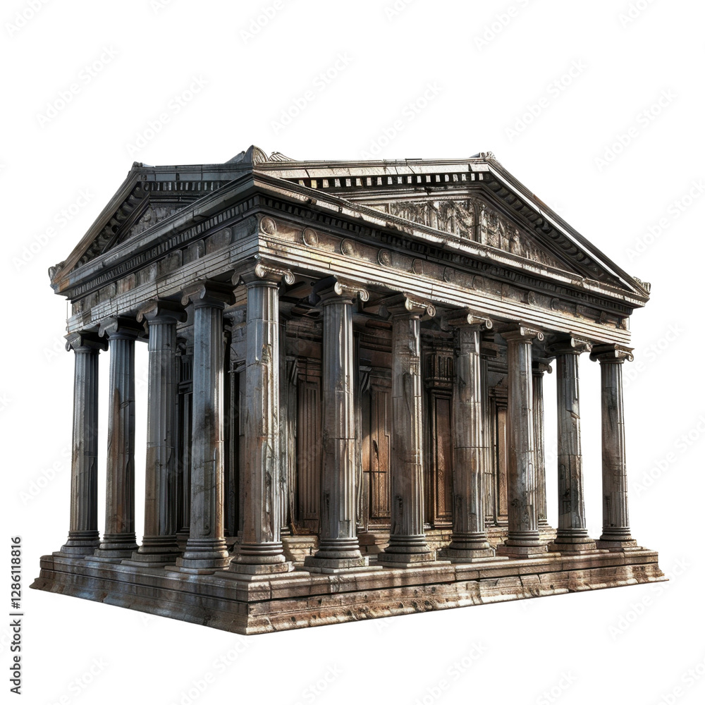 Obraz premium Ancient temple structure with detailed columns and weathered stone. This architectural marvel showcases classical design and historical significance, evoking sense of grandeur and timelessness