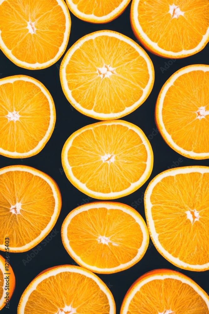 Slices of fresh oranges in vibrant pattern Slices of fresh oranges in vibrant pattern