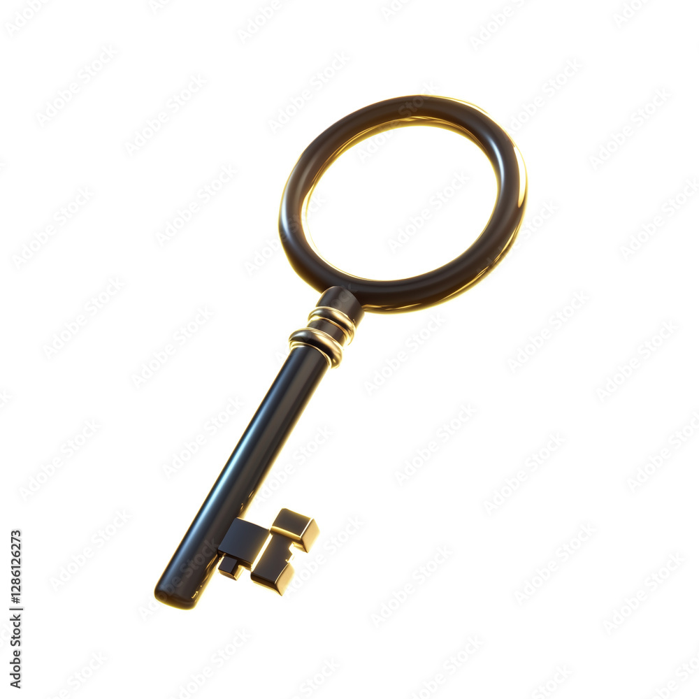 Neon Key 3D icon illustration on transparent background Neon Key 3D icon illustration on transparent background