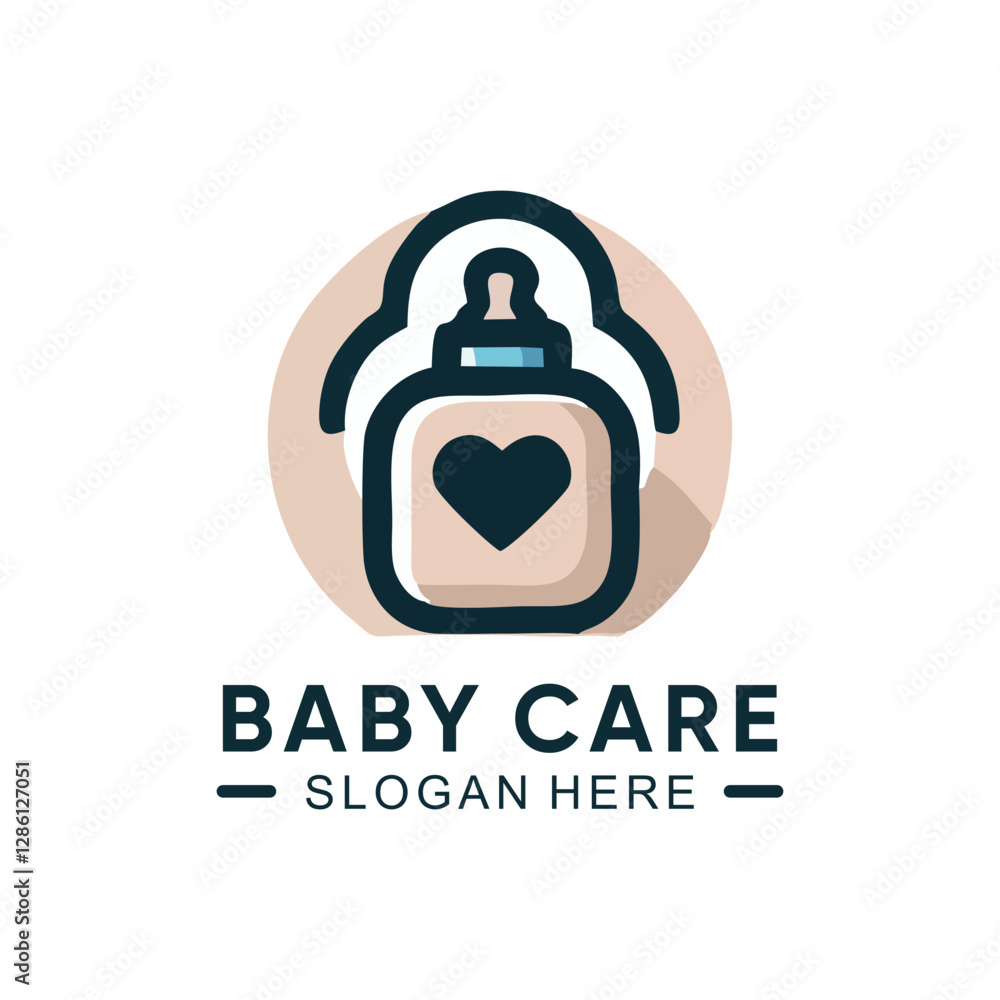 Fototapeta premium Baby care logo with minimalist design premium vector