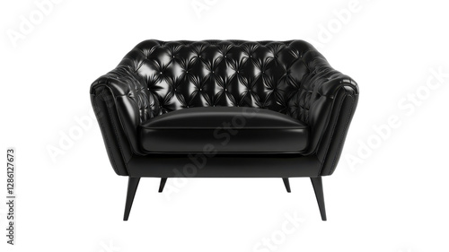 Sleek black armchair with tufted upholstery in modern indoor setting designed for comfort and style