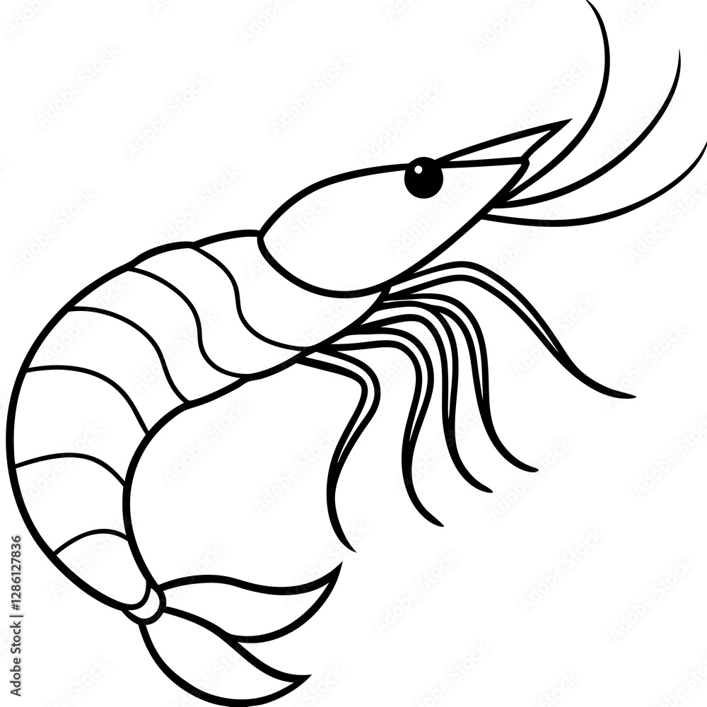 Single-Line Shrimp Vector Design Single-Line Shrimp Vector Design