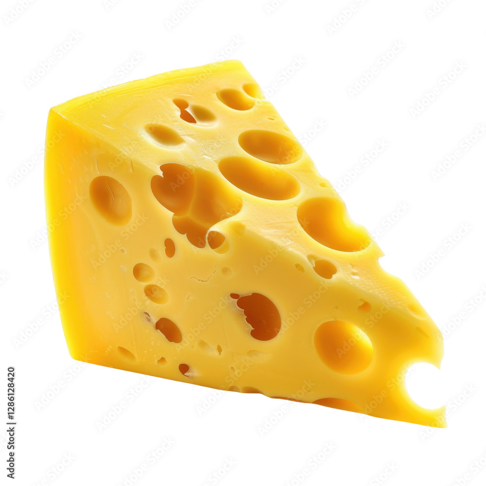 wedge of yellow cheese with holes, showcasing its texture and color. Perfect for culinary uses or food photography wedge of yellow cheese with holes, showcasing its texture and color. Perfect for culinary uses or food photography