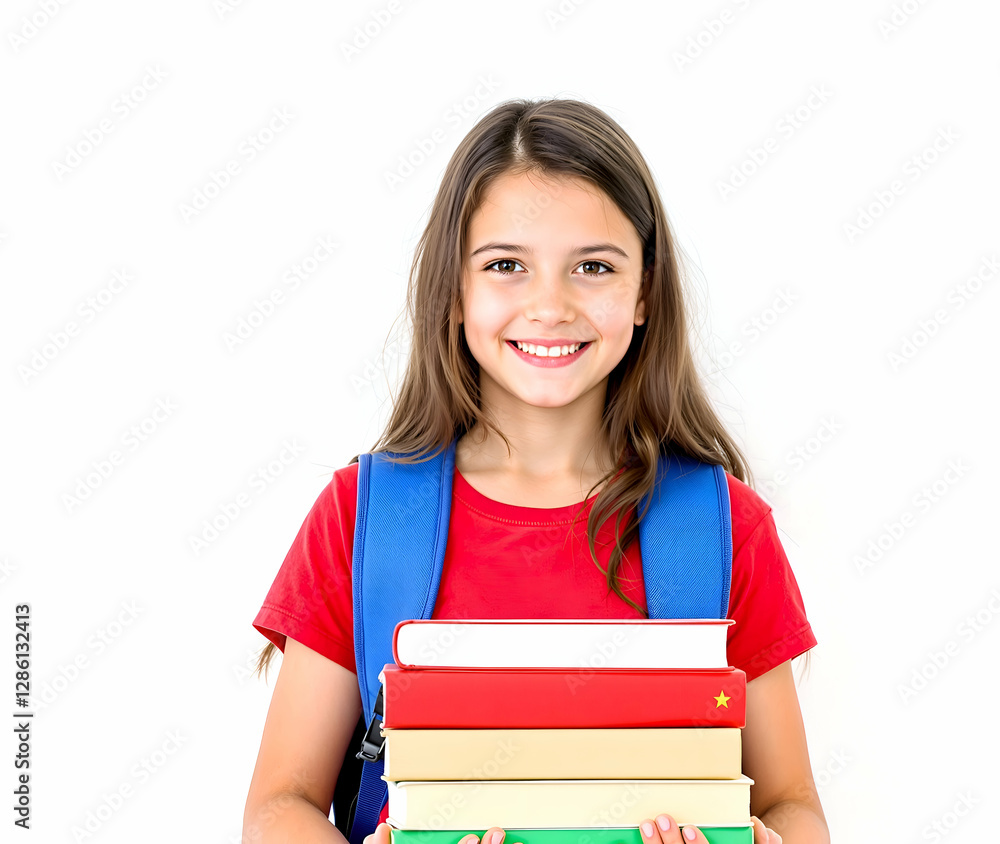 smiling student girl with books smiling student girl with books