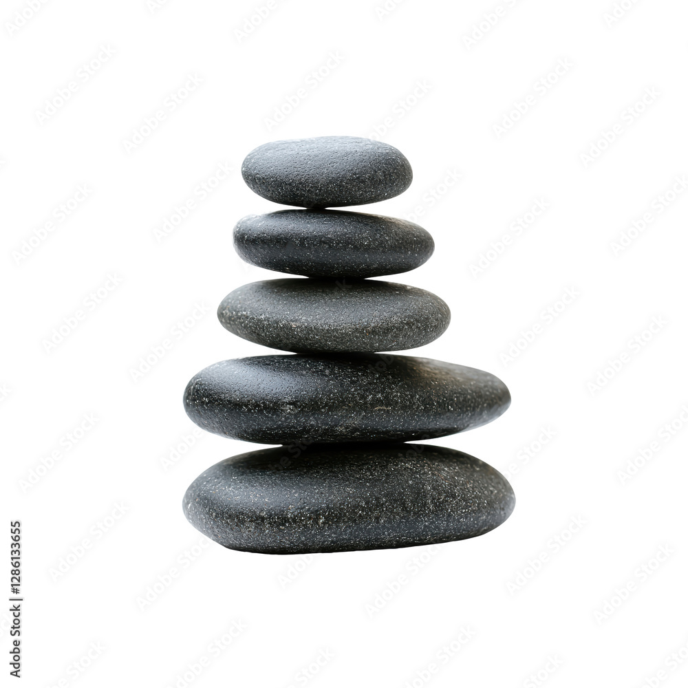 Stacked Smooth Black Stones for Tranquil Spa or Meditation Settings Stacked Smooth Black Stones for Tranquil Spa or Meditation Settings