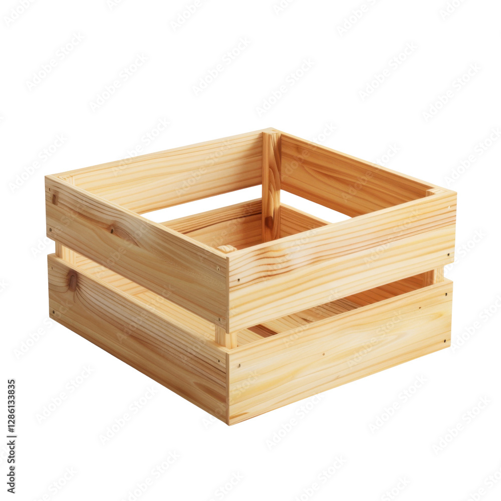 Wooden storage crate with simple design, perfect for organizing items. Ideal for home decor or storage solutions Wooden storage crate with simple design, perfect for organizing items. Ideal for home decor or storage solutions