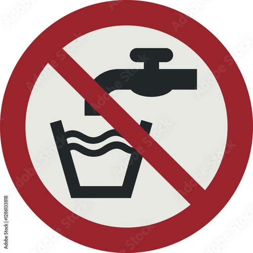 Simbolo di divieto di bere acqua, acqua non potabile P005