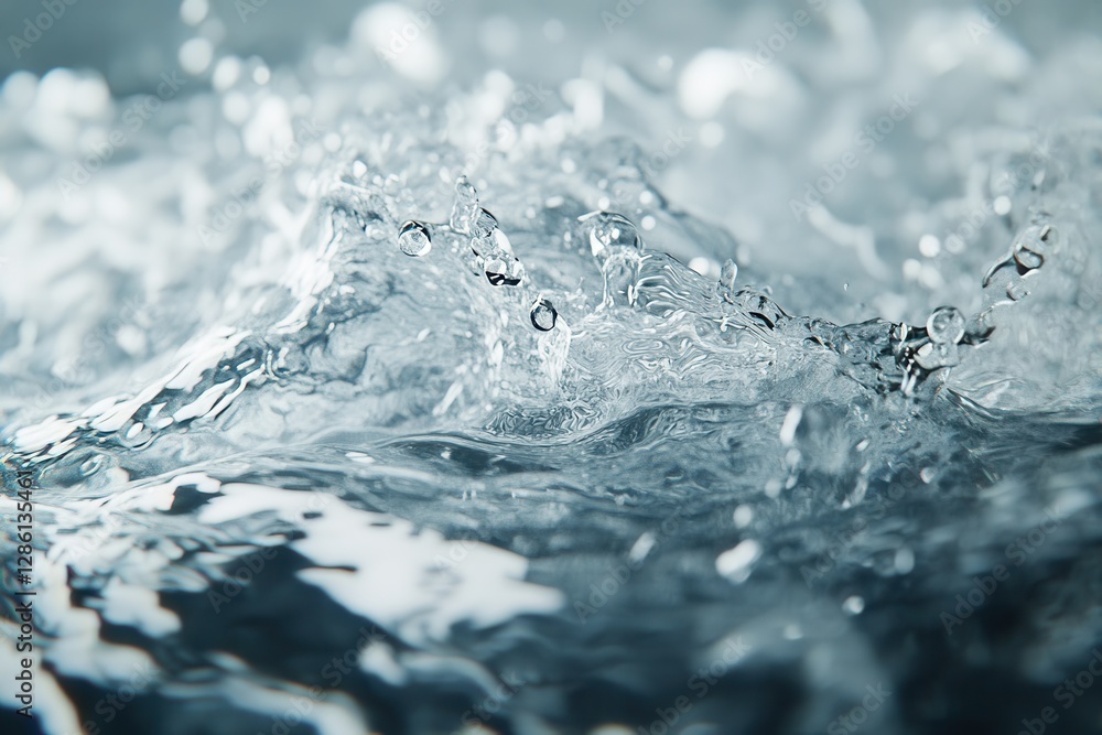 Close-Up View of Water Splash with Bubbles and Ripples in Motion Close-Up View of Water Splash with Bubbles and Ripples in Motion