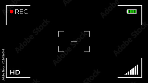 Video Camera Recording with noise dust Screen isolated on Black Background