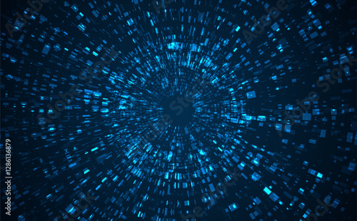 Big data visualization. Social network, financial analysis of complex databases. Data mining. Vector technology background. Information analytics concept.