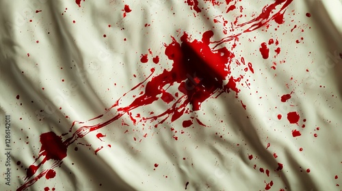 Blood Stains On A Light Colored Fabric Surface