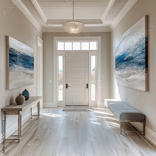 Wallpaper Mural A bright foyer welcomes guests with coastal decor elements Torontodigital.ca