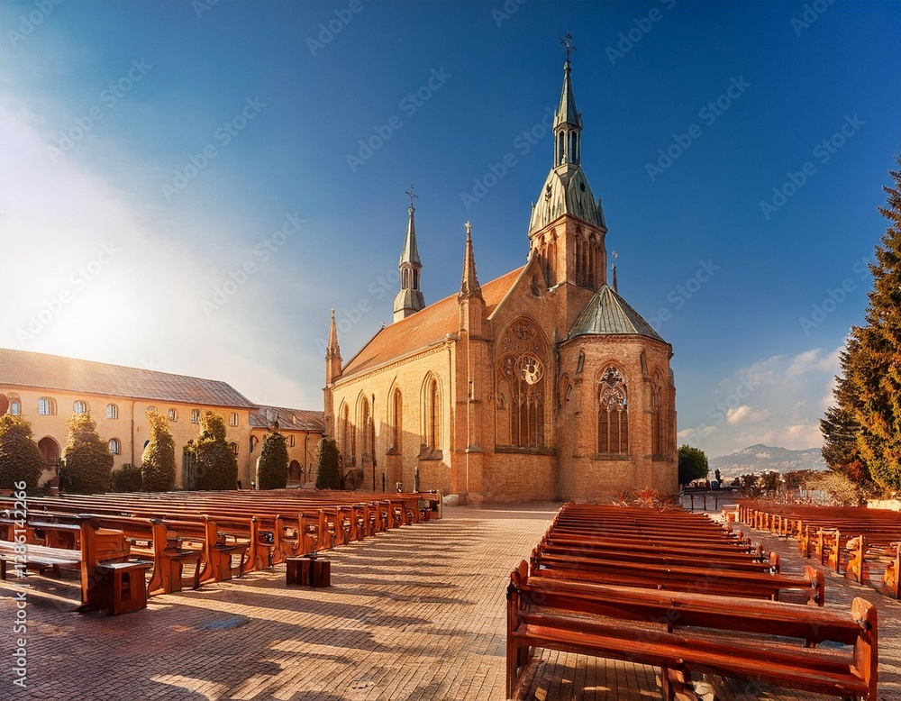 Naklejka premium cathedral church or monastery space of silence and calm