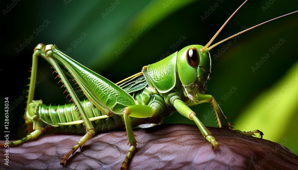 a striking close up of a vibrant green grasshopper in detail a striking close up of a vibrant green grasshopper in detail