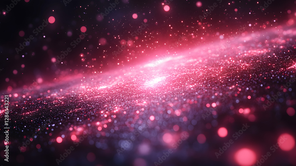 Obraz premium Cosmic Symphony: A breathtaking, abstract view of a celestial galaxy, awash in vibrant shades of pink and red, evoking a sense of wonder and the infinite expanse of space. 