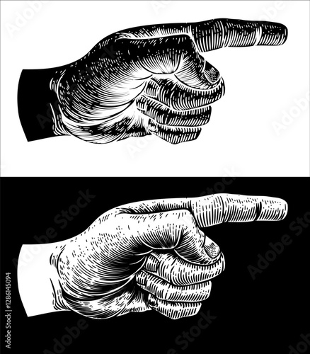 A hand pointing a finger in...