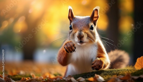 squirrel in the park raised squirrel fist to fight