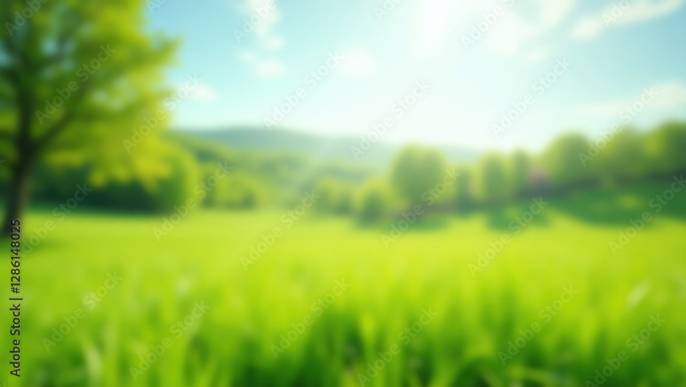 Obraz premium Blissful Blur, Abstract Impression of a Verdant Meadow Landscape