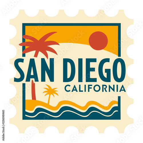 San Diego California summer vacation poster