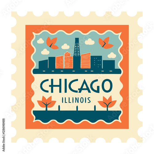 Chicago Illinois Postage Stamp